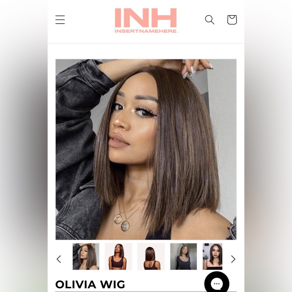 Wig 13 inches of pure straight sleek in a medium brown with soft highlights